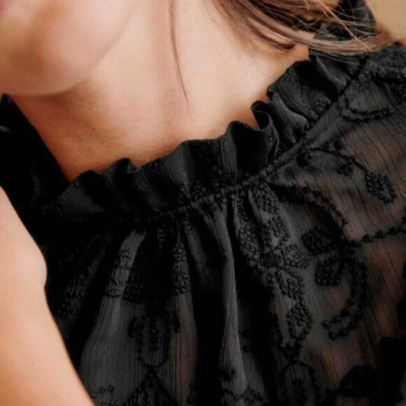 Sezane Valentine Blouse, black, size 38 - Picture 4 of 9